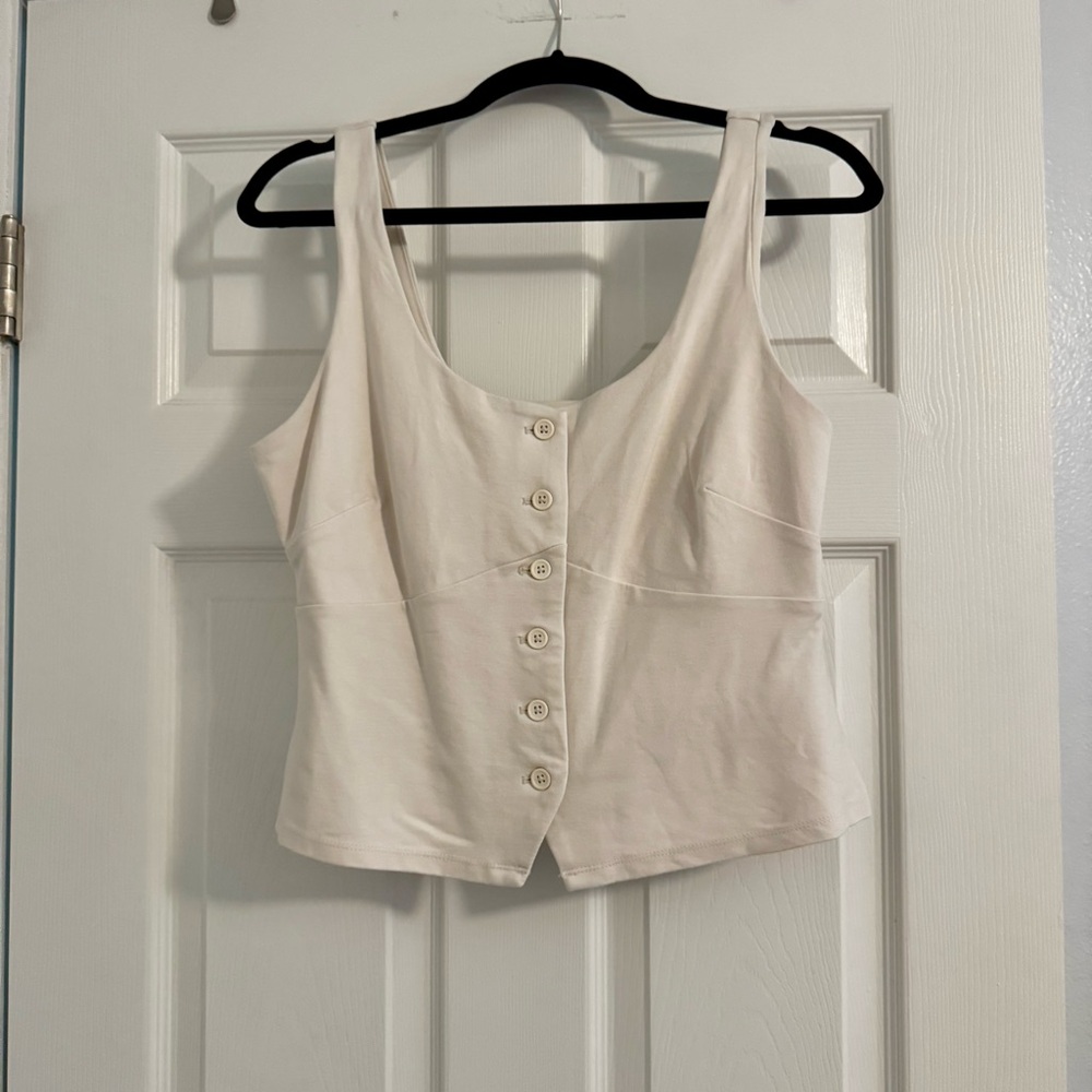 a new day Cream Button-Up Tank Top